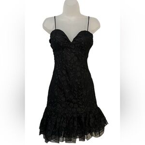 Black Floral Lace Spaghetti Strap Dress